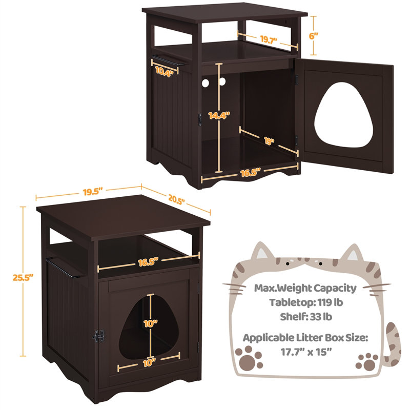 Archie & Oscar™ Hartlyn Cat Litter Box Enclosure Lockable Wooden Pet